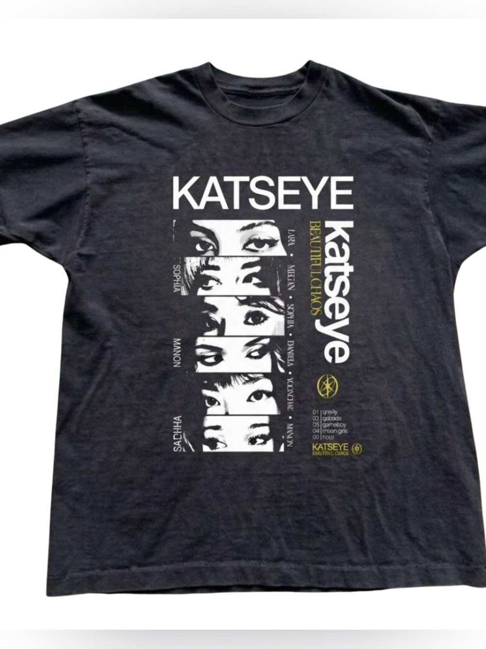 Gildan Black Katseye Graphic Tee with White and Gold Print